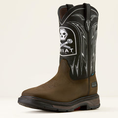 Ariat WorkHog XT Bolt Skull Waterproof Wide Square Toe Work Boot