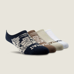 Ariat Hilo No Slip No Show Sock 4 Pair Multi Color Pack